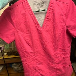 Grey's Anatomy Bright Pink V-Neck Scrub Top